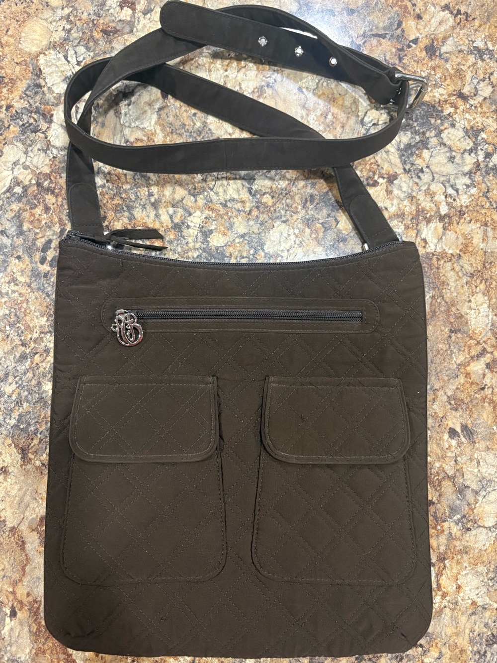 Vera Bradley Quilted Crossbody Bag in Dark Brown
